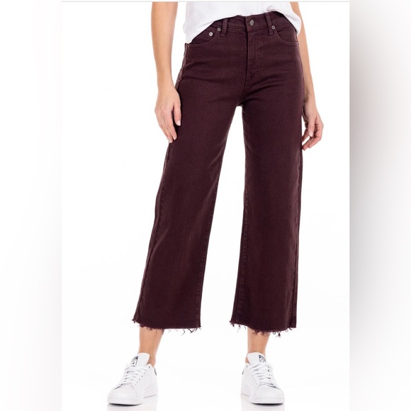 Savannah Dark Burgundy Wide Leg Flare Jeans - Picture 1 of 7